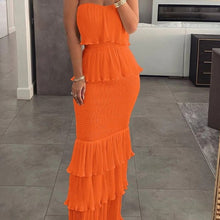 Load image into Gallery viewer, Madison - Langes Kleid mit Falten und Rüschen