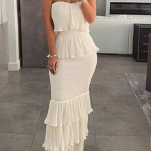 Load image into Gallery viewer, Madison - Langes Kleid mit Falten und Rüschen