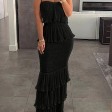 Load image into Gallery viewer, Madison - Langes Kleid mit Falten und Rüschen